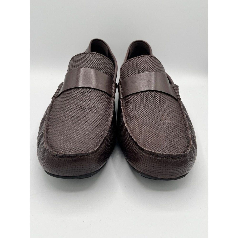 Rockport RMTAYO Men Brown Textured Leather Penny Loafer Driving Mocs Sz 12W